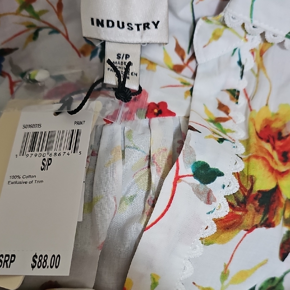 Florals For SPRING White Floral Button-Front Blouse with Red & Yellow Blooms - Picture 8 of 12